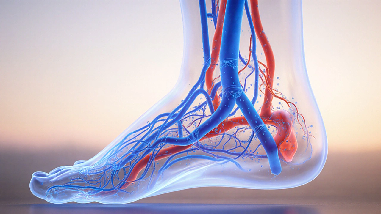 Přehled lidského těla s viditelnými lymfatickými cestami proudícími směrem k tělu.