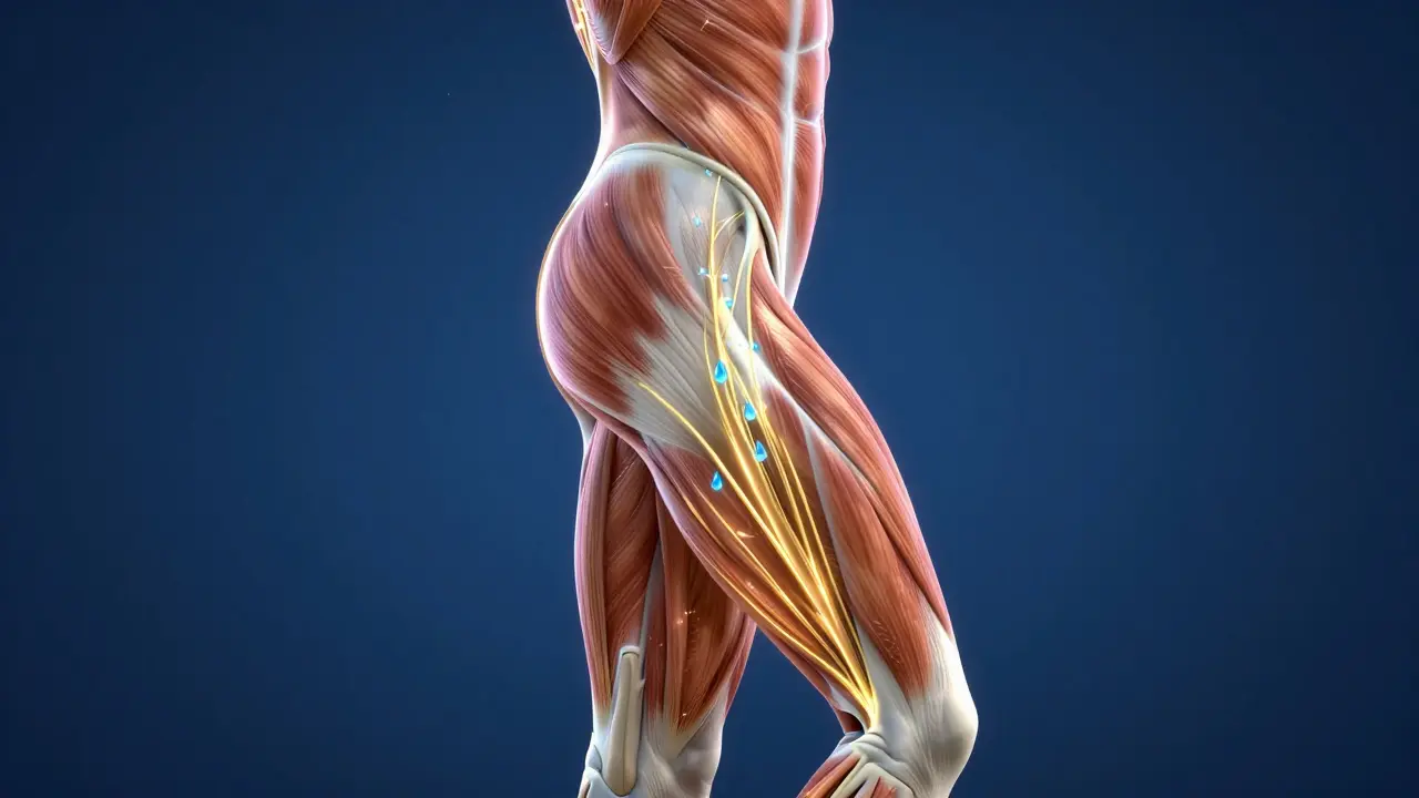 Konceptuální zobrazení regenerace svalů a vyplavování toxinů z těla.